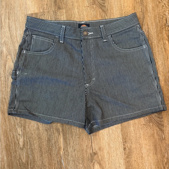 Dickies Black and White Striped Jean Shorts - Picture 1 of 2